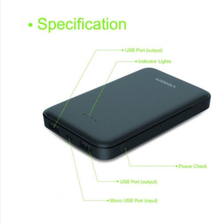 VEGER ® Dual-Port Palm-Size 10000 mAh Power Bank