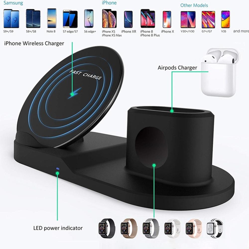 Qi Fast Wireless Charger 3 in 1 Stand For Apple Accessories