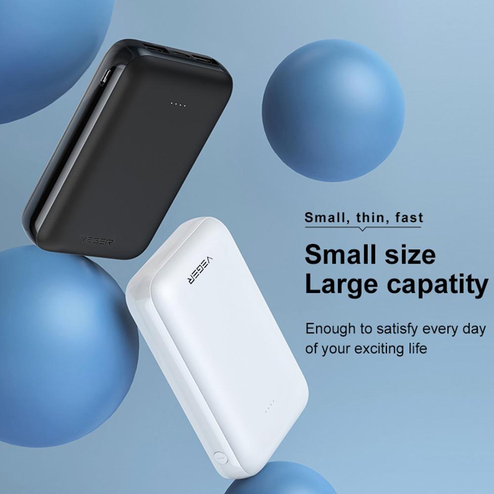 VEGER ® Dual-Port Palm-Size 10000 mAh Power Bank