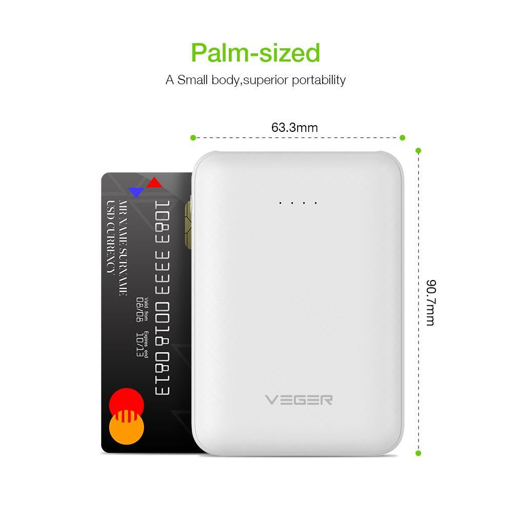 VEGER ® Dual-Port Palm-Size 10000 mAh Power Bank