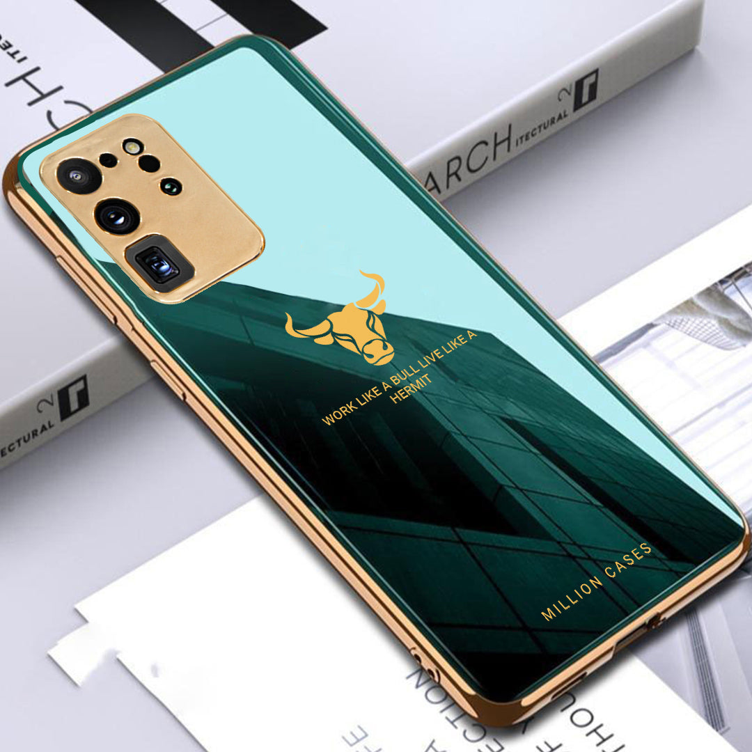 Galaxy S20 Ultra Bull Pattern Electroplating Glass Case