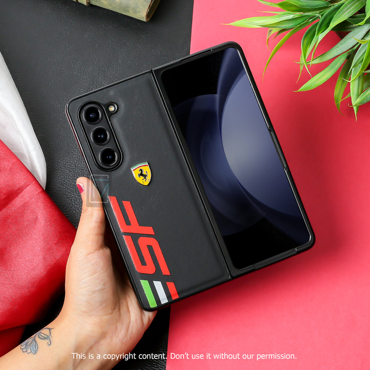 Galaxy Z Fold5 Speed Edition Ferrari Leather Case