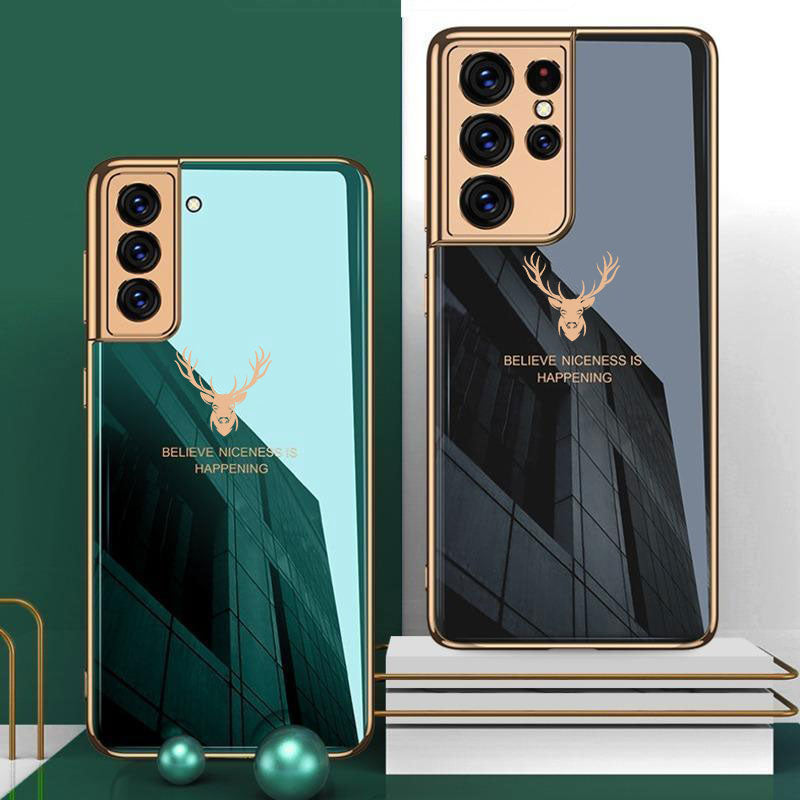 Galaxy S21 Ultra Deer Electroplating Glass Case