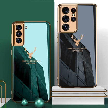 Galaxy S21 Ultra Deer Electroplating Glass Case