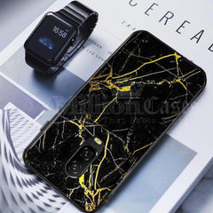 OnePlus 6T Gold Dust Texture Marble Glass Case