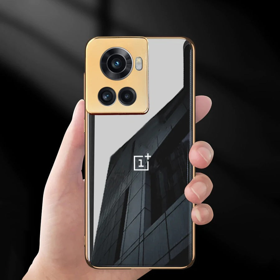 OnePlus 10 Series Glossy Gold Edge Back Logo Case