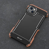 iPhone 13 Pro R-Just Aluminium & Natural Wood Anti-shock Bumper Case