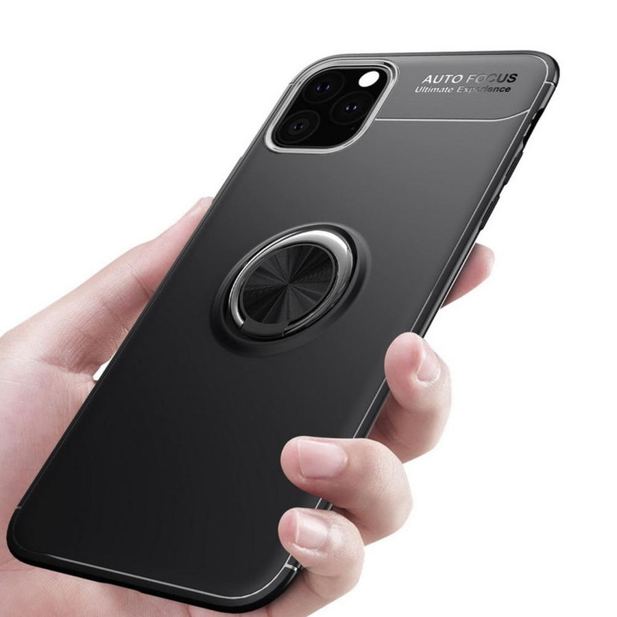 iPhone 11 Pro (3 in 1 Combo) Metallic Ring Case + Tempered Glass + Earphones