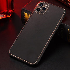 iPhone 11 Pro Leather Textured Gold Plated Case