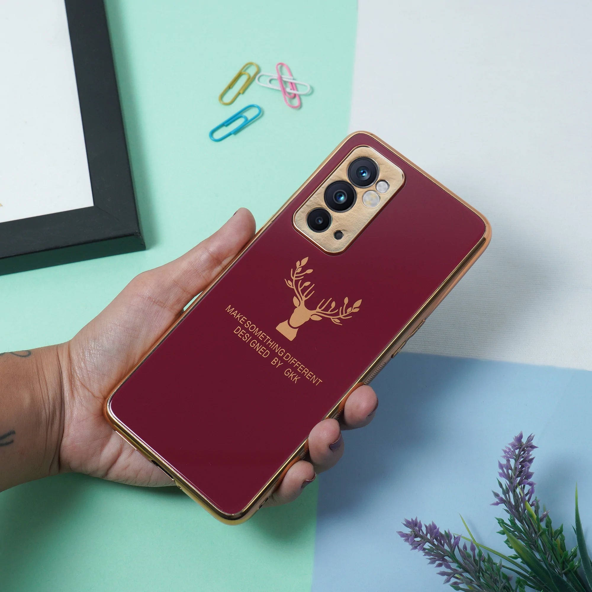 OnePlus 9RT Electroplating Reindeer Pattern Glass Case