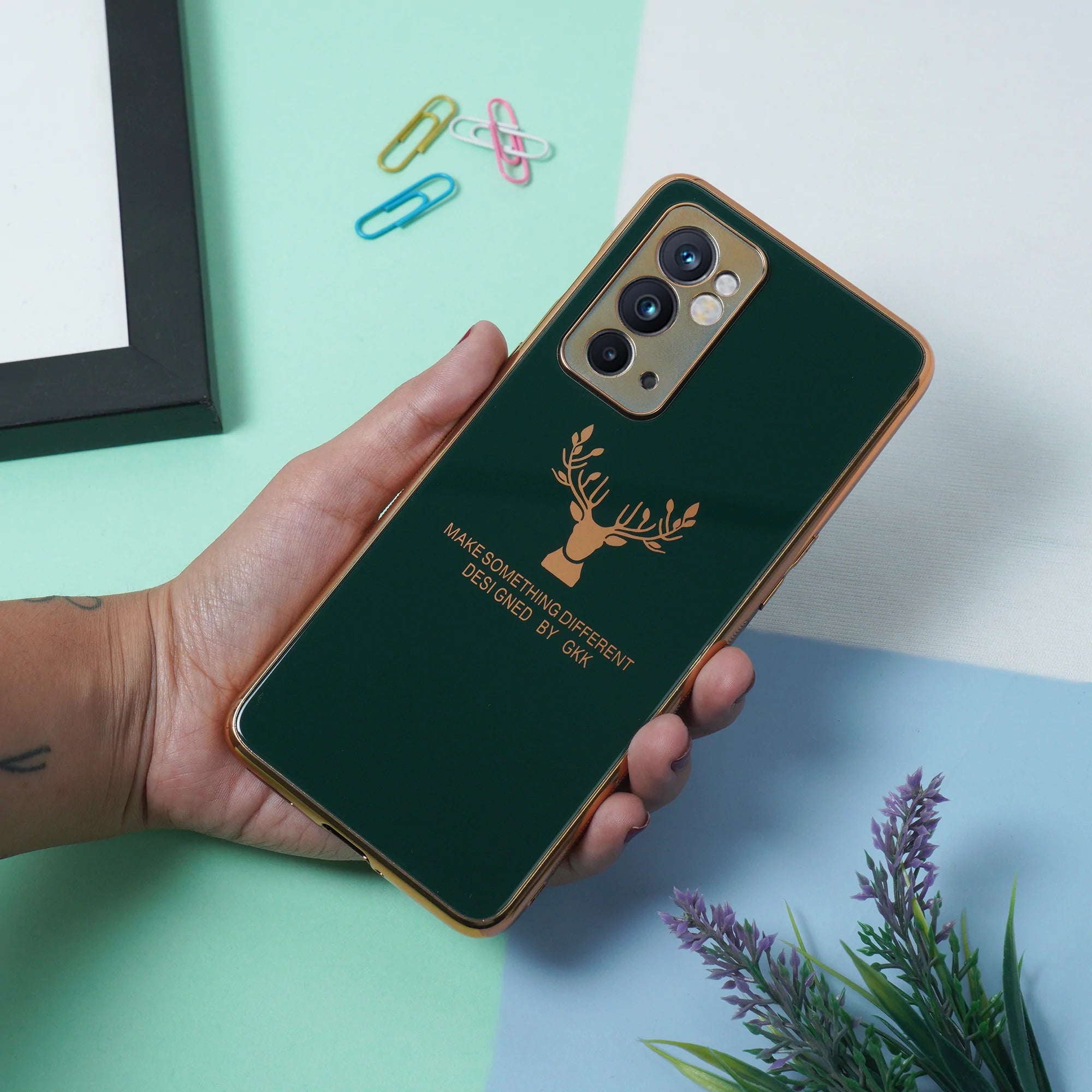 OnePlus 9RT Electroplating Reindeer Pattern Glass Case