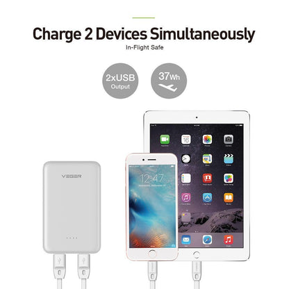 VEGER ® Dual-Port Palm-Size 10000 mAh Power Bank
