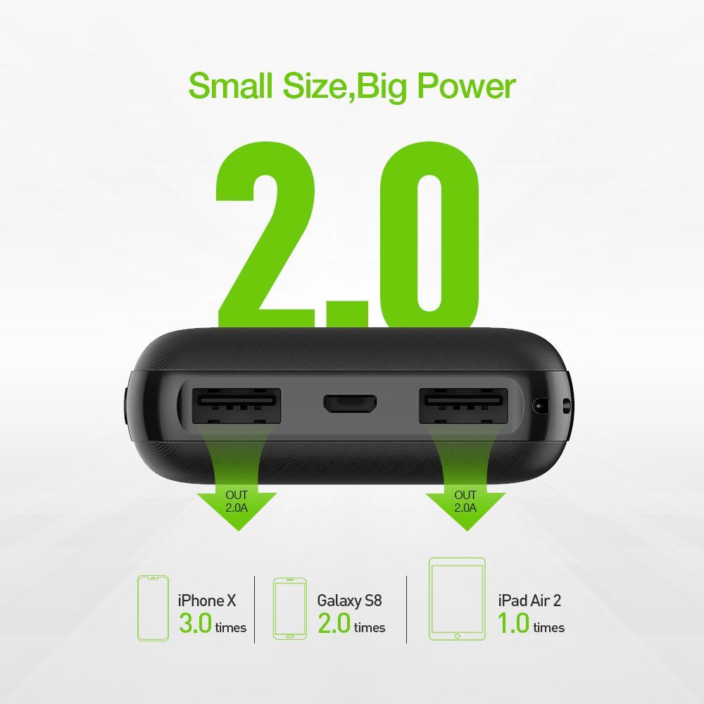 VEGER ® Dual-Port Palm-Size 10000 mAh Power Bank