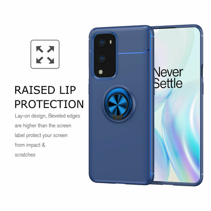 OnePlus Series (3 in 1 Combo)Metallic Finger Ring Holder Matte Case + Tempered + Camera Lens Protector