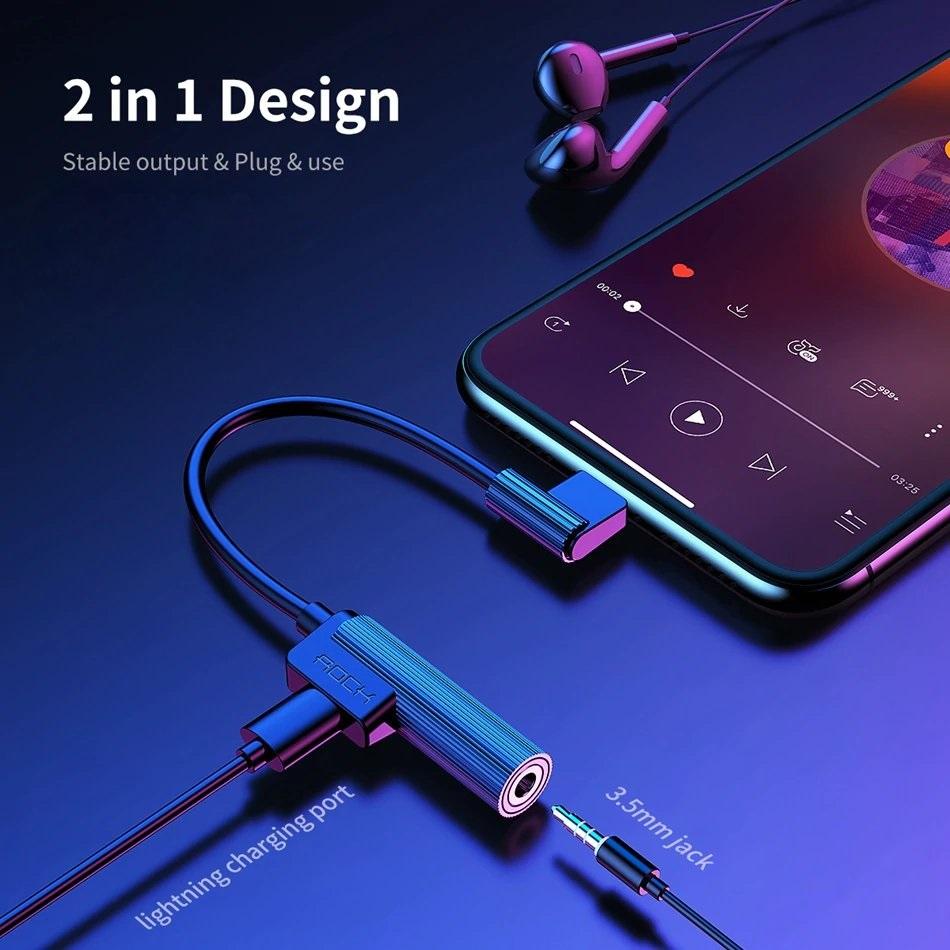 Rock ® 2 in 1 Type C Metal Charger and Audio Adapter