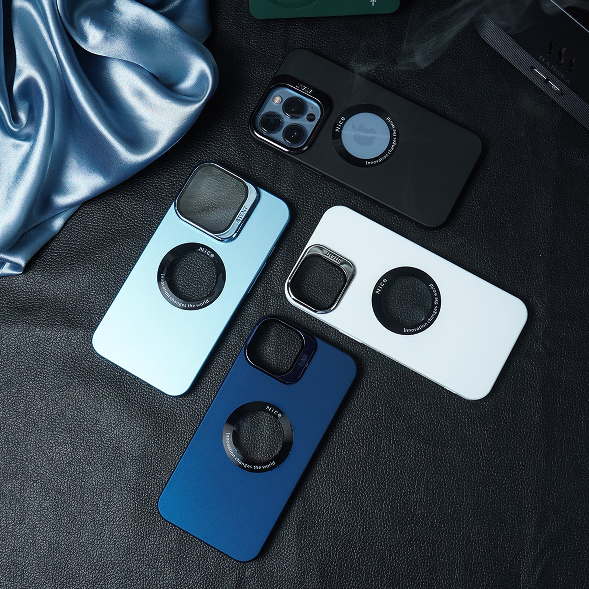 Luxury Camera Stand With Logo Cut Case - iPhone