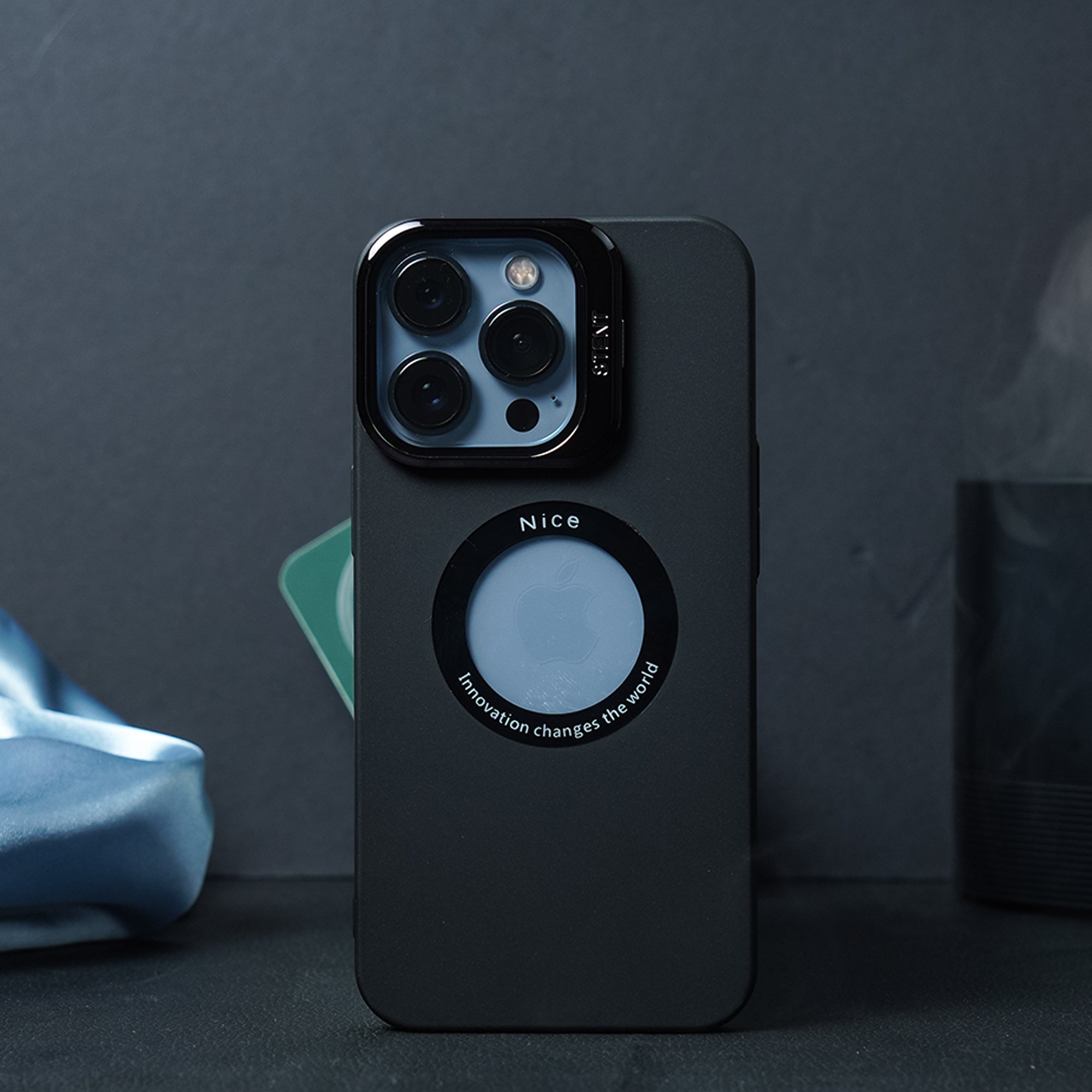 Luxury Camera Stand With Logo Cut Case - iPhone