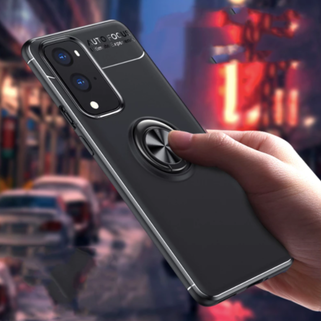 OnePlus Series (3 in 1 Combo)Metallic Finger Ring Holder Matte Case + Tempered + Camera Lens Protector