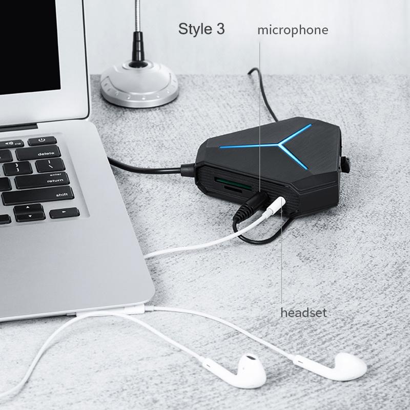 Multi USB 3.0 Hub and Card Reader with Microphone Interface