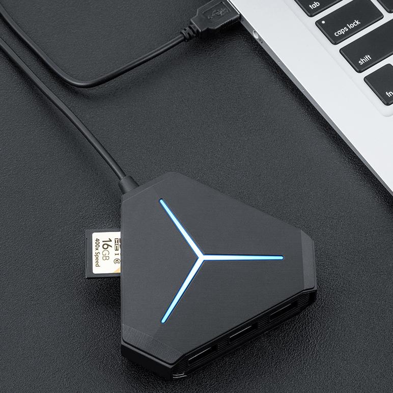 Multi USB 3.0 Hub and Card Reader with Microphone Interface