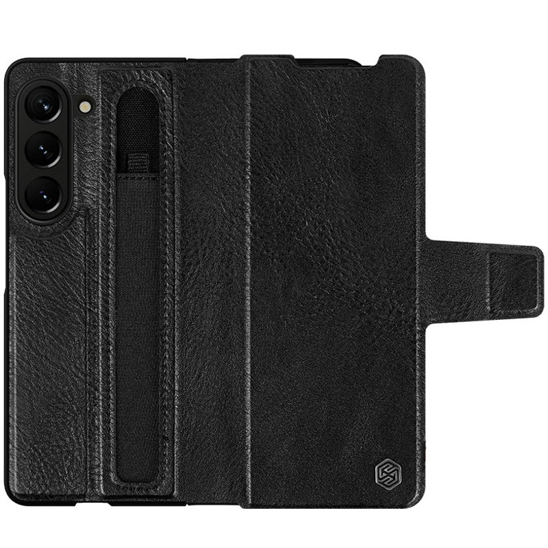 Galaxy Z Fold5 Genuine Leather Flip Case with Pen Slot