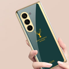 Galaxy Z Fold5 Electroplating Deer Print Glass Case