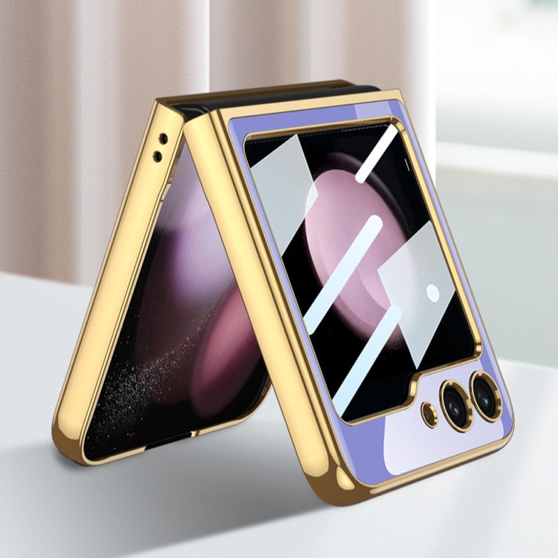 Galaxy Z Flip5 Electroplating Deer Print Glass Case