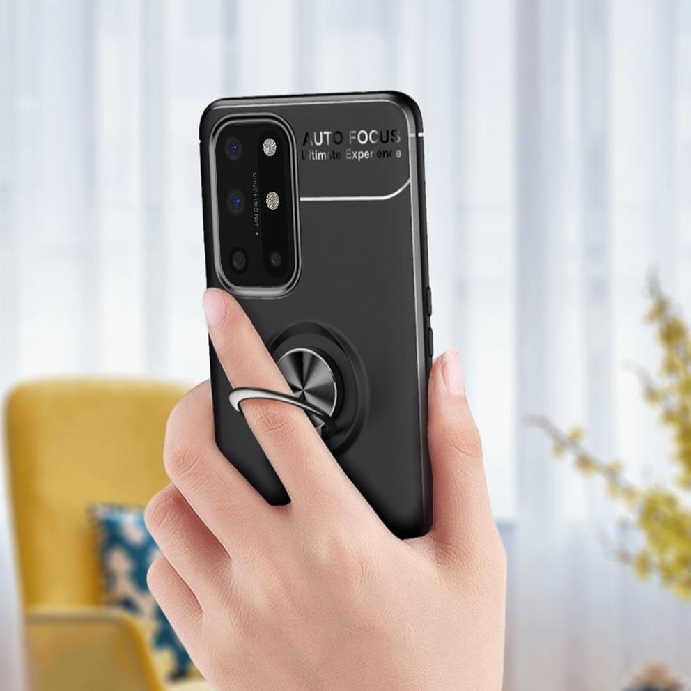 OnePlus 9  (3 in 1 Combo)Metallic Finger Ring Holder Matte Case + Tempered + Camera Lens Protector