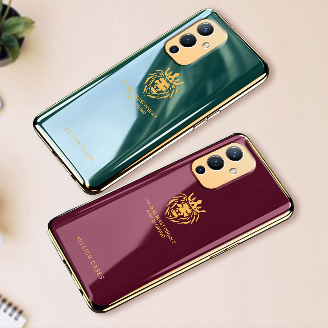 OnePlus 9 Lion Pattern Electroplating Glass Case