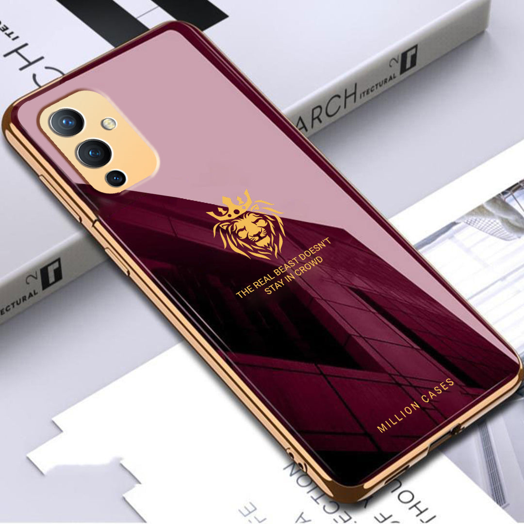 OnePlus 9 Lion Pattern Electroplating Glass Case