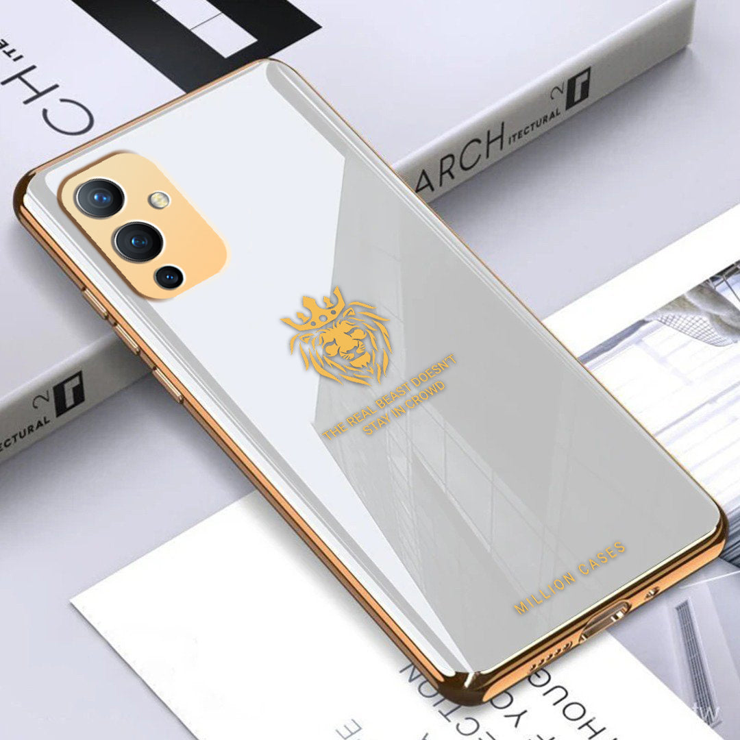 OnePlus 9 Lion Pattern Electroplating Glass Case