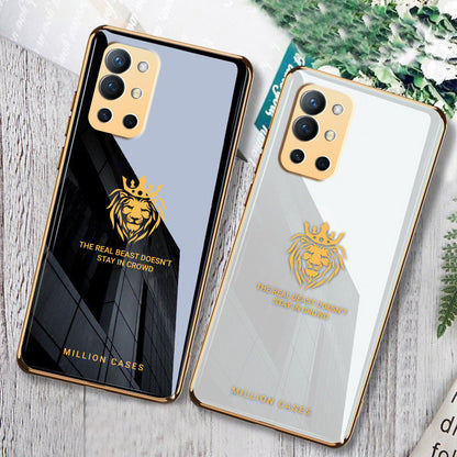 OnePlus 9R Lion Pattern Electroplating Glass Case