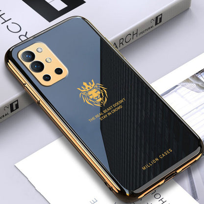 OnePlus 9R Lion Pattern Electroplating Glass Case
