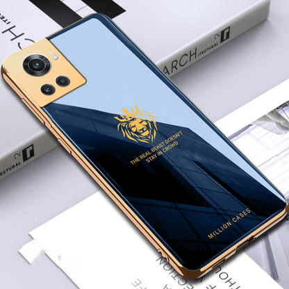 OnePlus 10R Lion Pattern Electroplating Glass Case