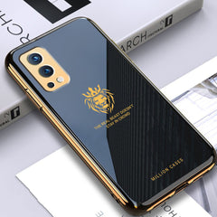 OnePlus Series (3 in 1 Combo) Lion Pattern Electroplating Glass Case +Tempered Glass + Camera Lens Protector