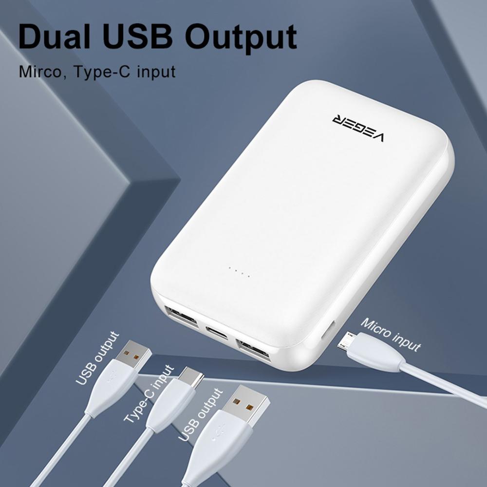 VEGER ® Dual-Port Palm-Size 10000 mAh Power Bank