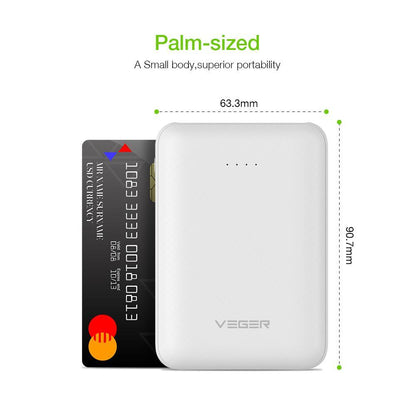 VEGER ® Dual-Port Palm-Size 10000 mAh Power Bank