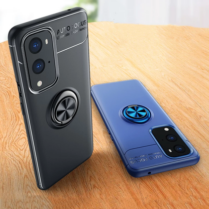 OnePlus Series (3 in 1 Combo)Metallic Finger Ring Holder Matte Case + Tempered + Camera Lens Protector