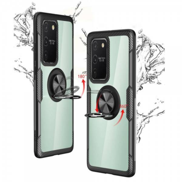 Galaxy S10 Lite Shockproof Transparent Metallic Ring Holder Case