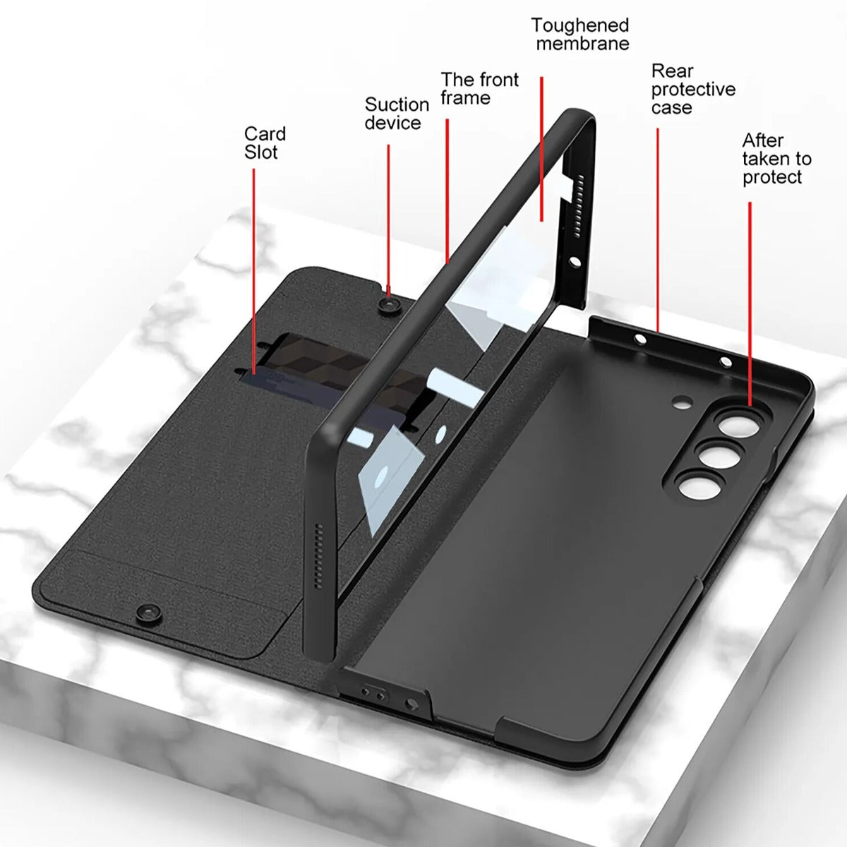 Galaxy Z Fold5 Shell Film Integrated Warrior Leather Case