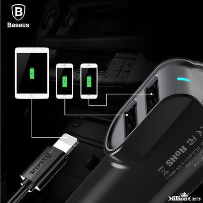 Baseus Universal Dual Port USB 5.5A Fast Car Charger with Lightning Charge Cable