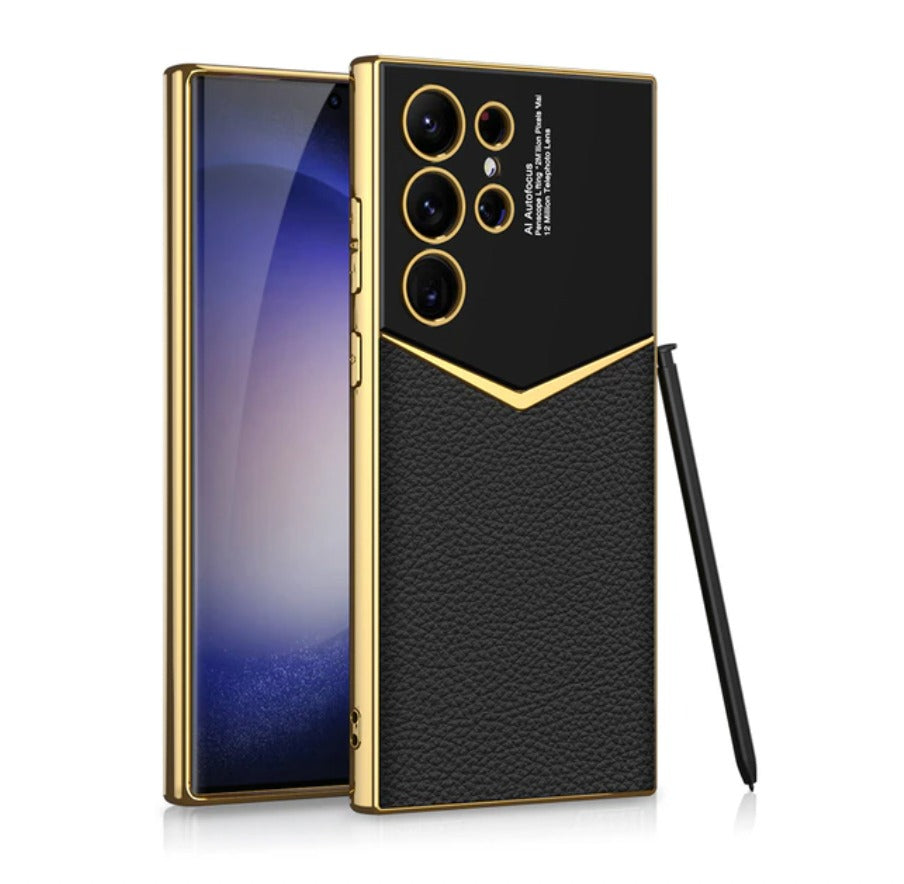 Gold Plated Leather Protective Case - Samsung