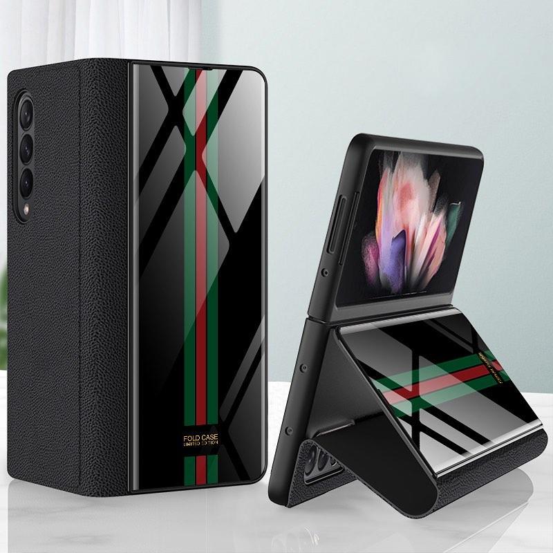 Galaxy Z Fold3 Premium Striped Glass Flip Case