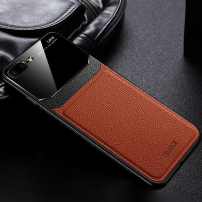 iPhone 8 Plus Sleek Slim Leather Glass Case