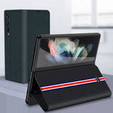Galaxy Z Fold3 Colored Strap Leather Flip Case