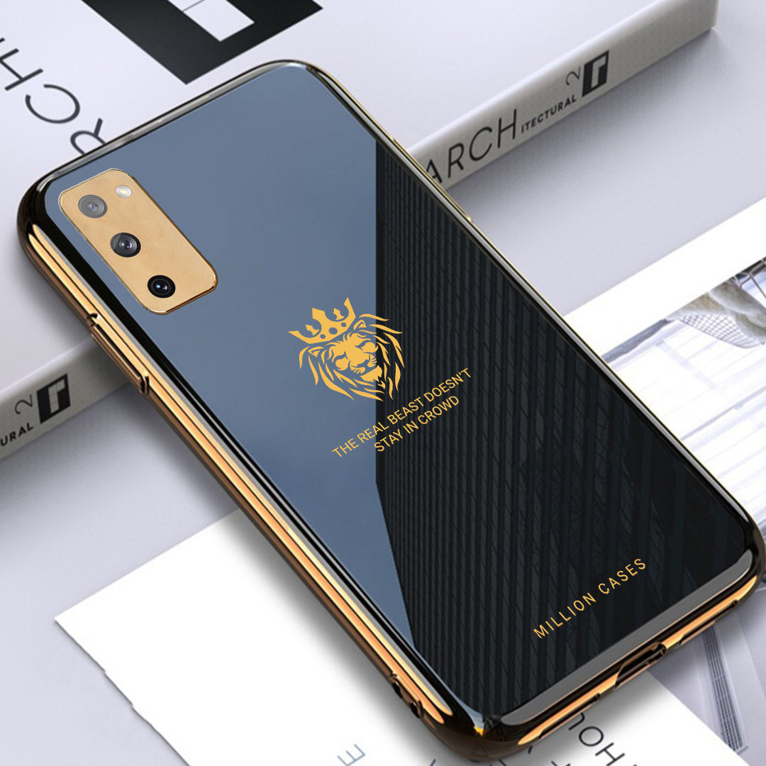 Galaxy Series Lion Pattern Electroplating Glass Case