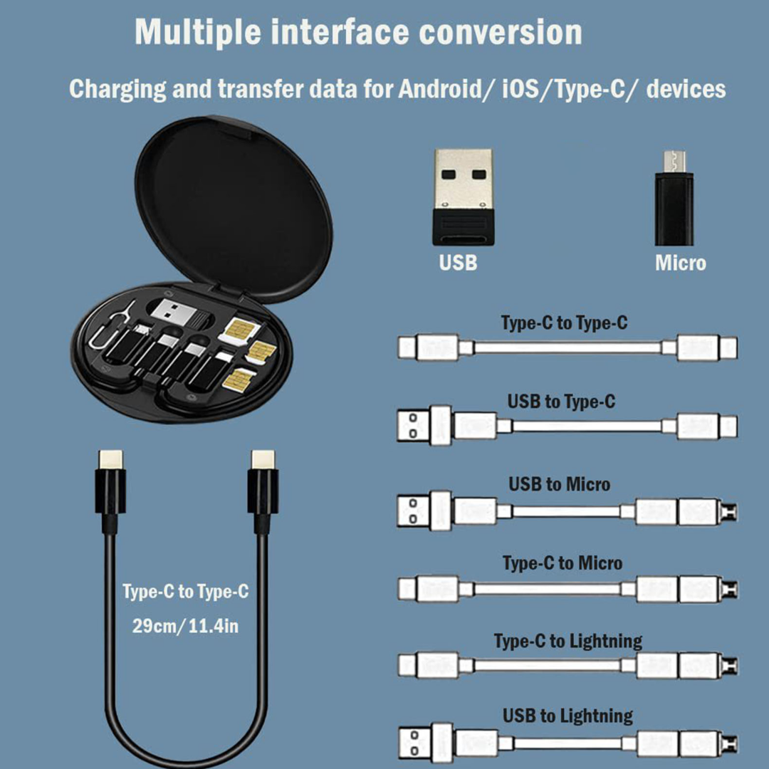 Multifunctional Quick Charging 5 in 1 Cable Box