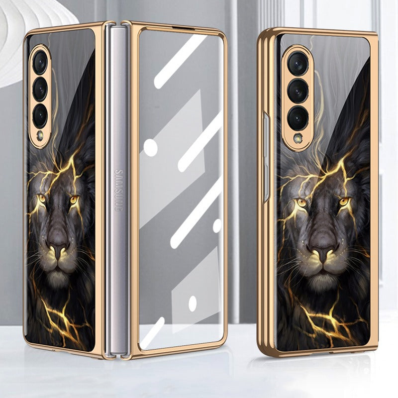 Galaxy Z Series Lion Pattern Glass Case