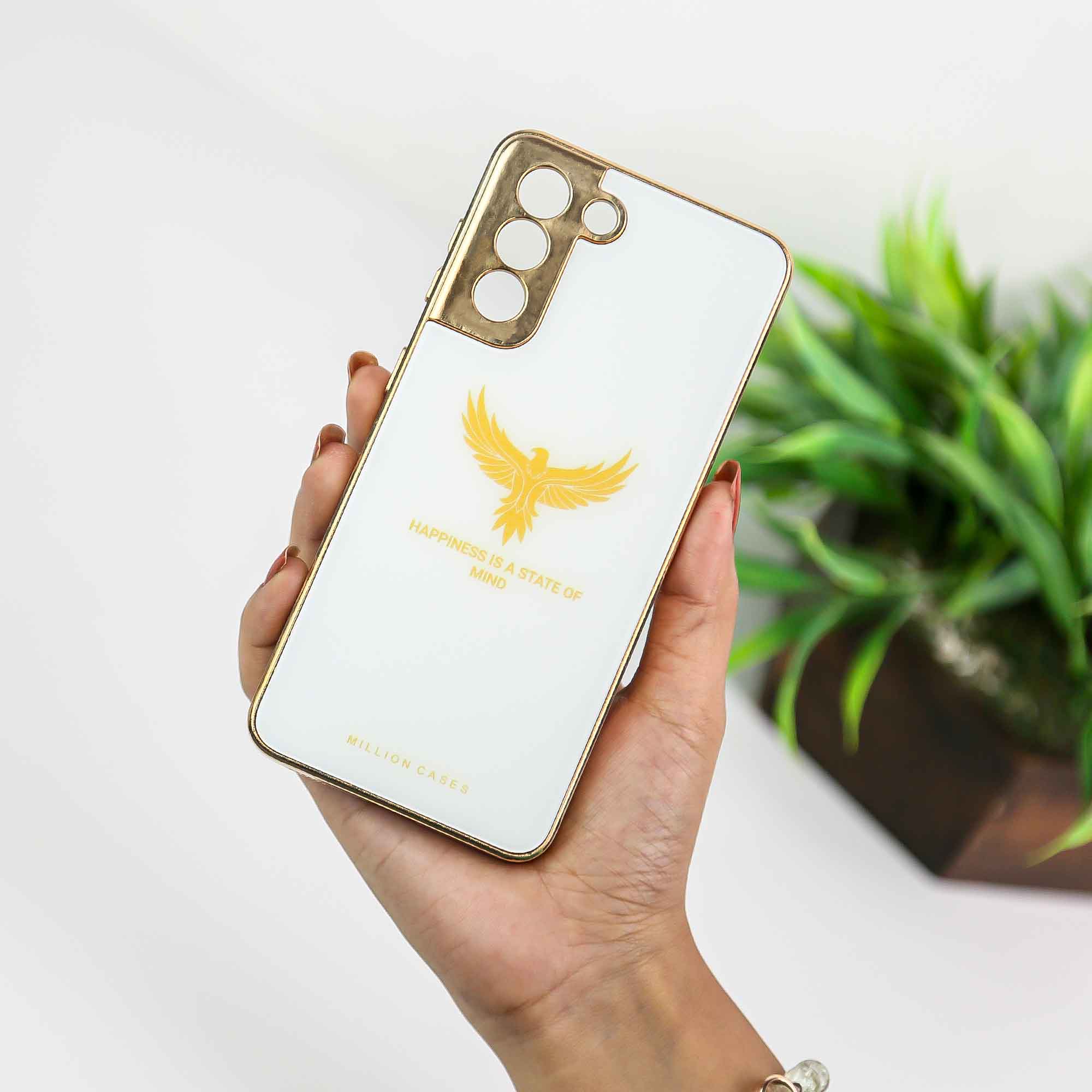 Eagle Pattern Electroplating Glass Case - Samsung