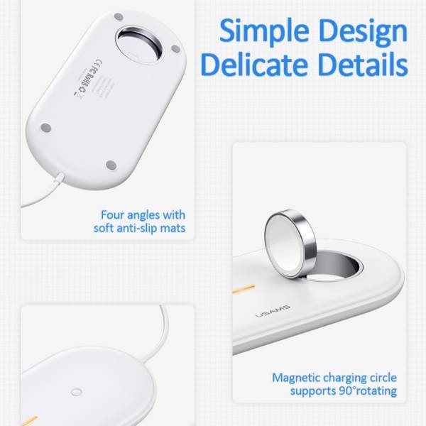 USAMS ® 2 in 1 Wireless Fast Charging Pad